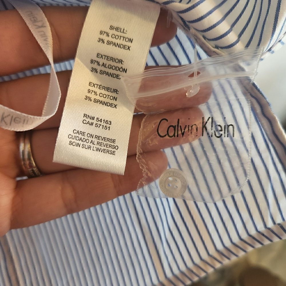 Calvin Klein Blue and White Button Front Top - Picture 6 of 6